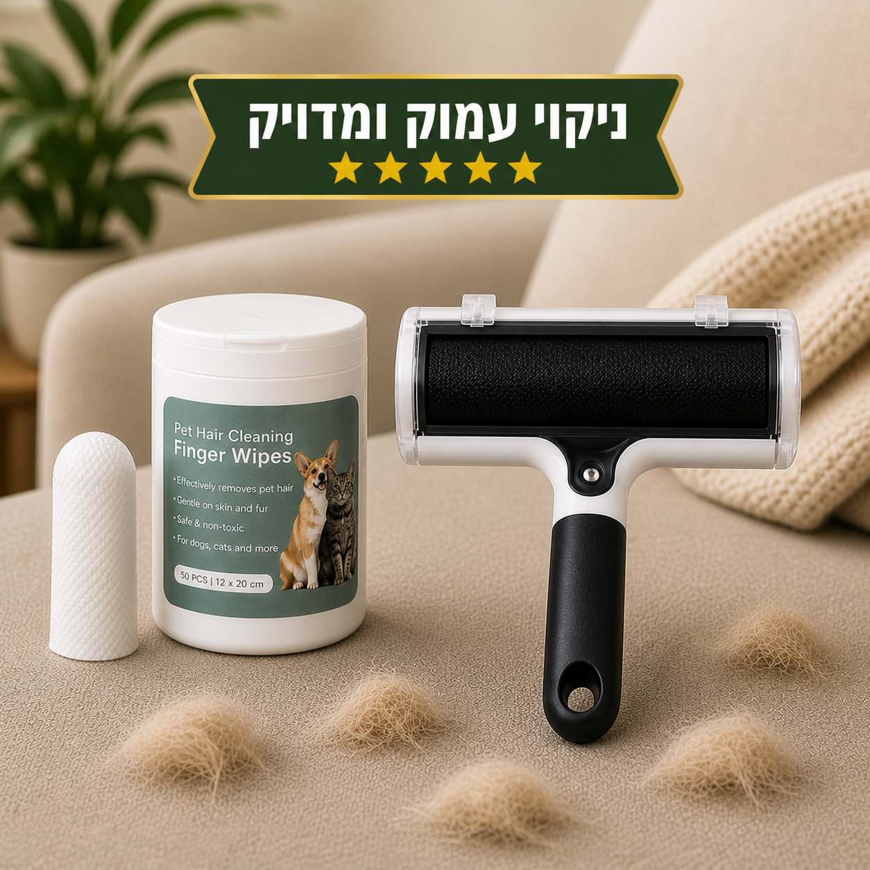 רולר לניקוי הבית +מגבונים לבחירה
